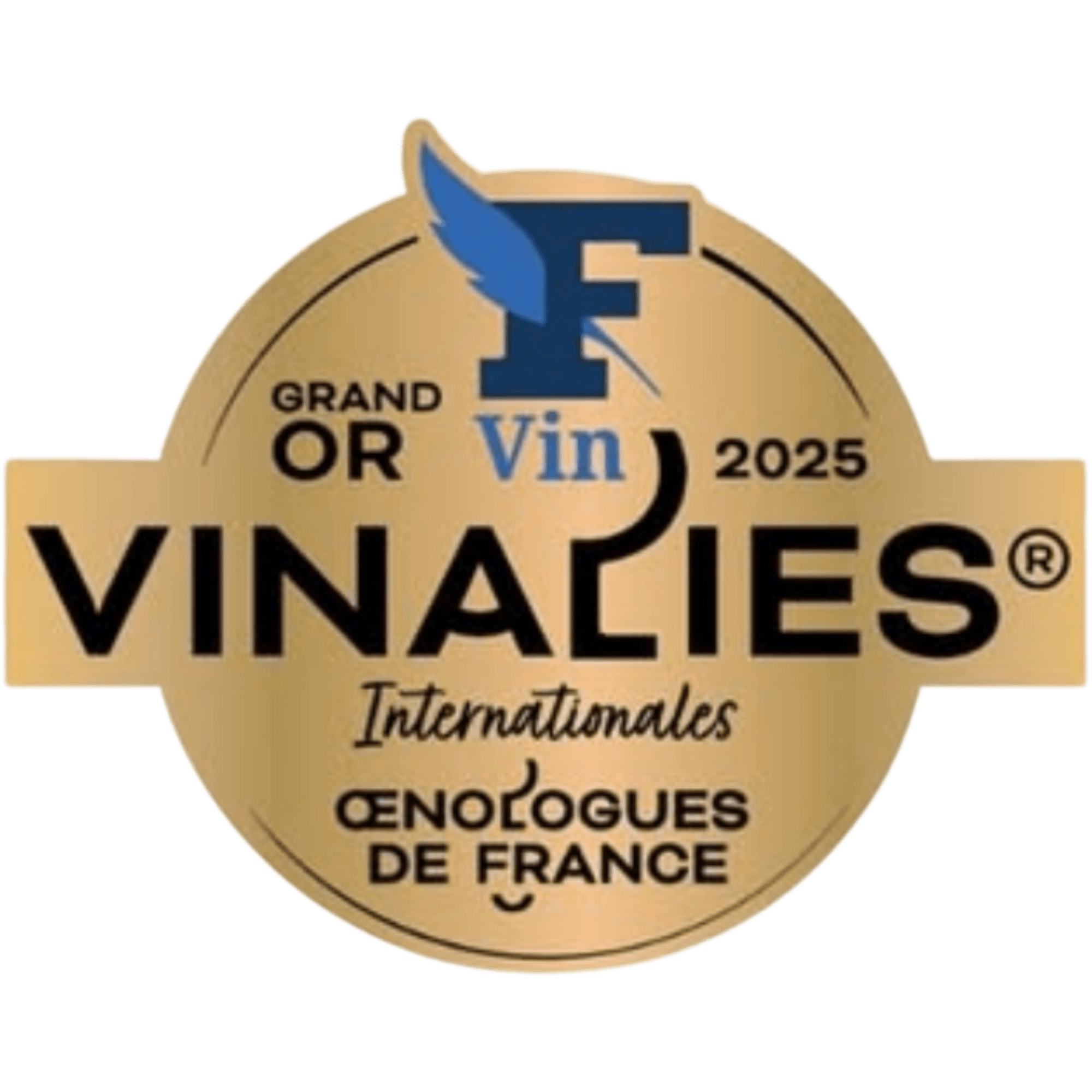 Veľká zlatá medaila z prestížnej medzinárodnej súťaže Vinalies Internationales 2025, symbol najvyššej kvality vína a výnimočného hodnotenia od odborníkov.