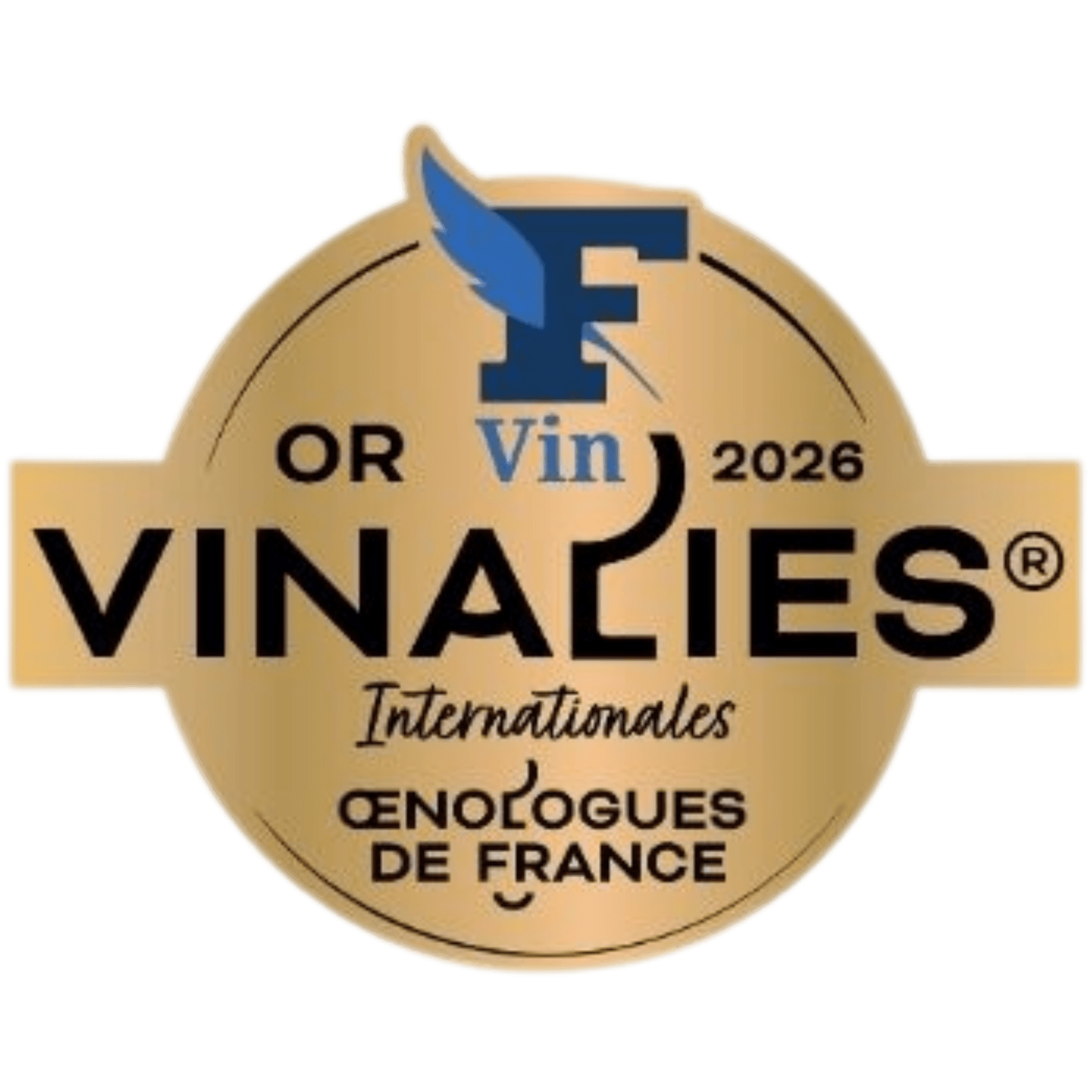 Zlatá medaila z prestížnej medzinárodnej súťaže Vinalies Internationales 2026, symbol najvyššej kvality vína a výnimočného hodnotenia od odborníkov.