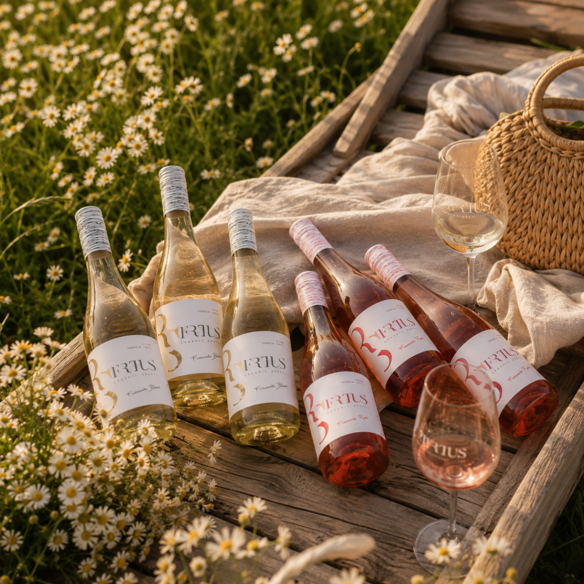 Vína značky Frtus Winery - lifestylová fotografia nového zvýhodneného balíčku
